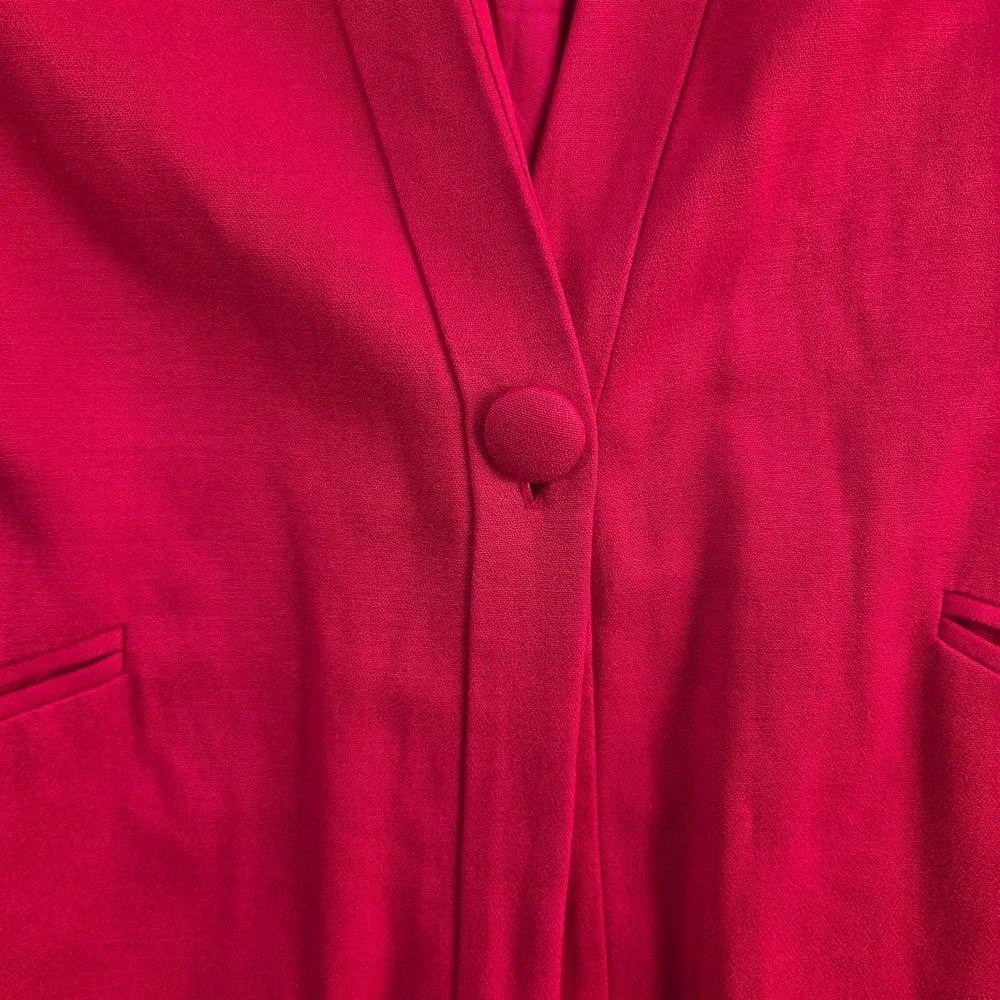 Ben & Elle Blazer Womens Size 12 Red Vintage 80s Power Suit Single Button Jacket